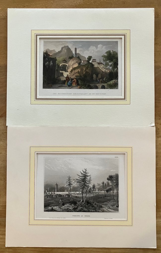 Chiny - Ku-Kiu-Shän; . - Peking und Der Kaiserliche Reisepalast am Ku-Kiu-Schän - 2 Ansichten - 1821-1850 #1.0