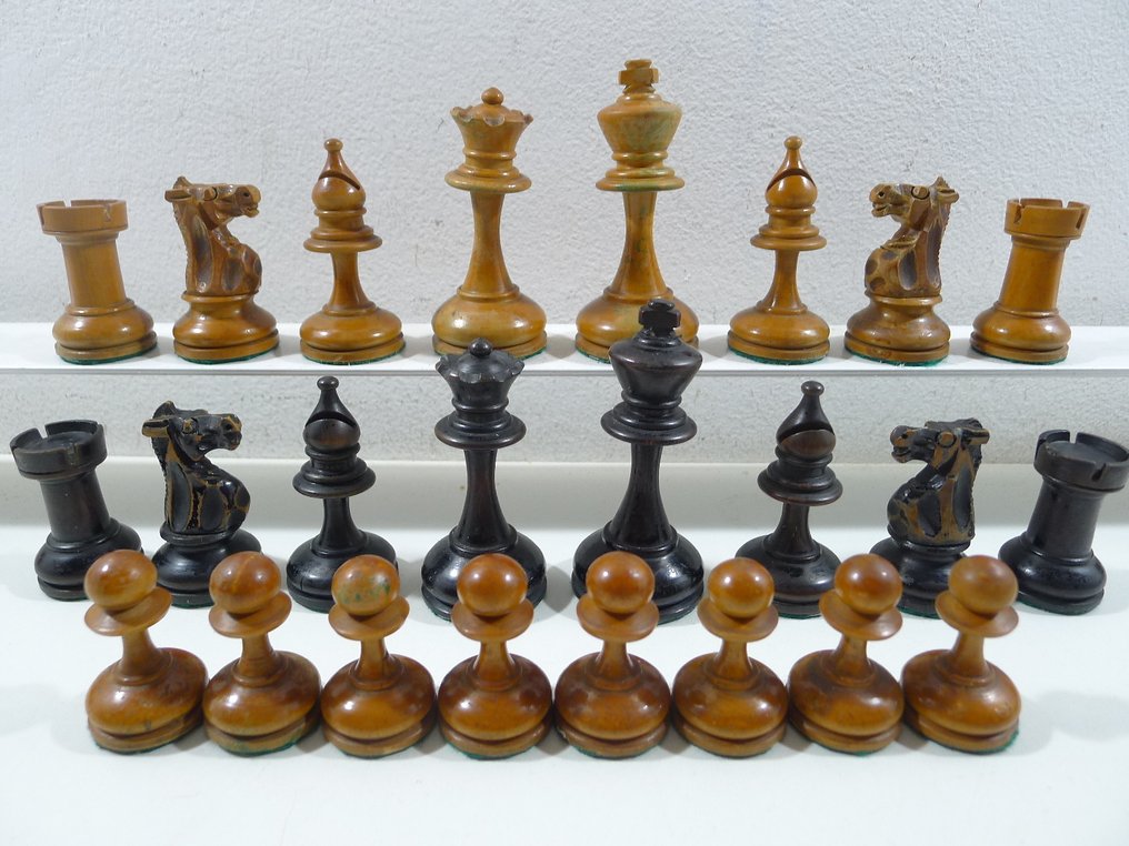 Vintage Gout Staunton jeu d'échecs chess set end XIX eme pondéré - Σετ σκακιού - ξύλο από κουμαριά #3.2