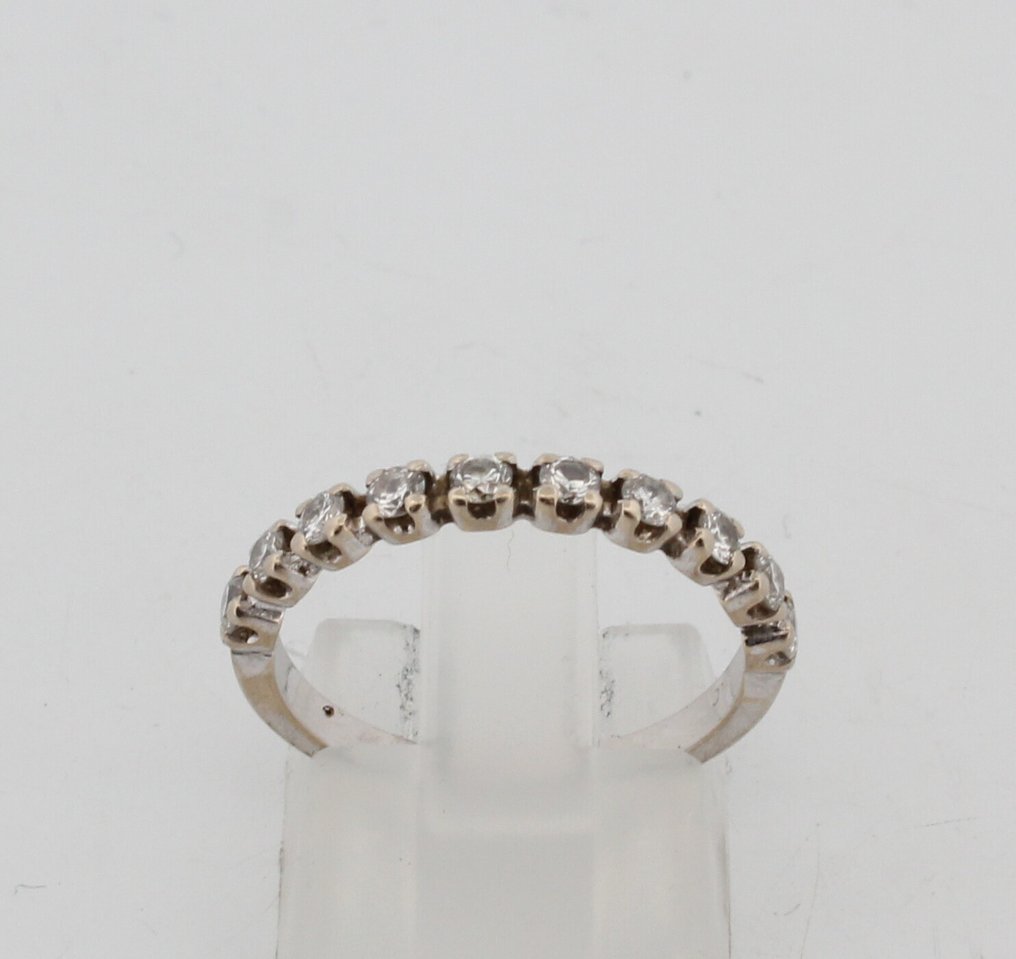 沒有保留價 - 戒指 - 18 克拉 白金 鉆石 (天然) #1.0