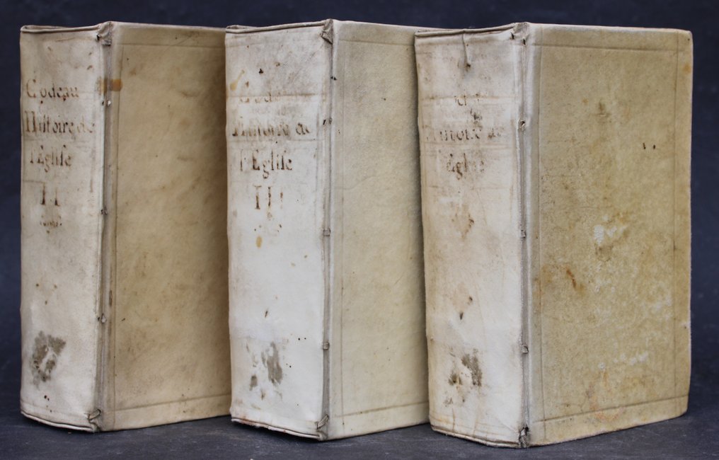 Antoine Godeau - Histoire De L`Eglise, 3 Pergamentbände - 1681 #4.3