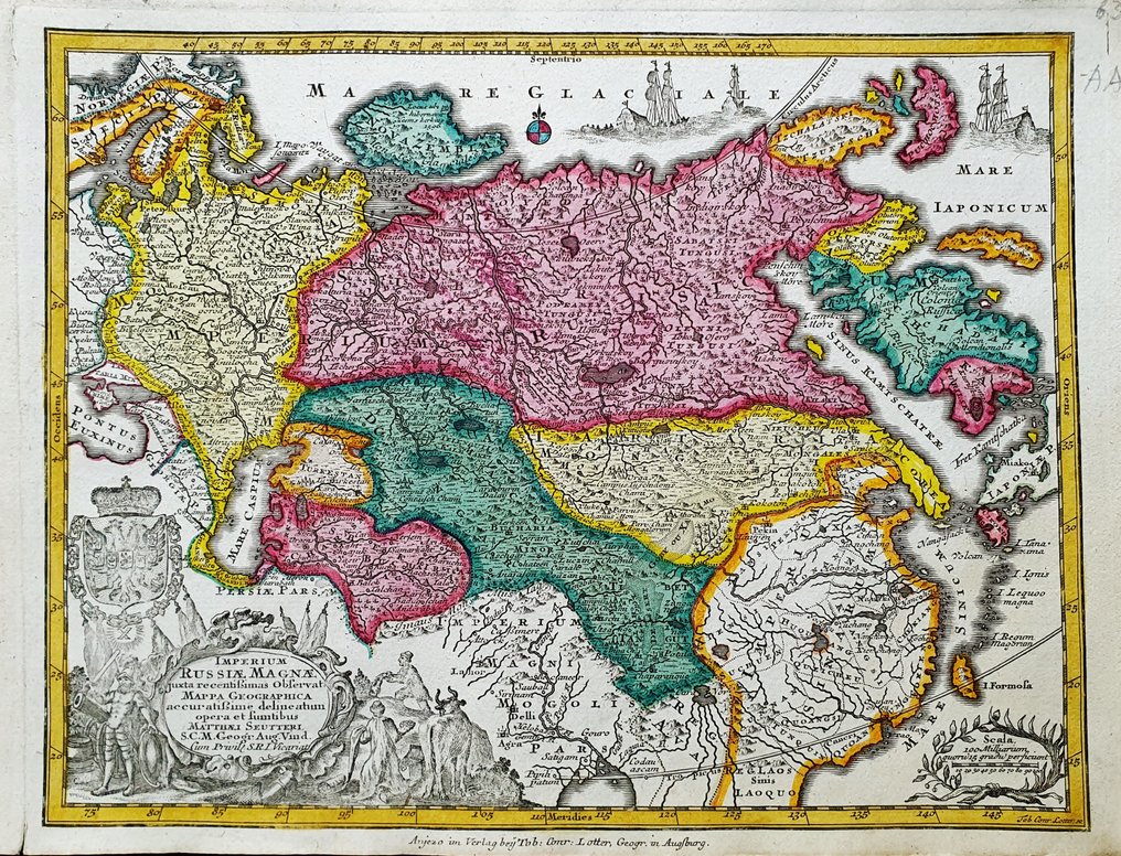 亞洲 - 俄罗斯 / 中国 / 日本 / 蒙古 / 西伯利亚 / 台湾 / 莫斯科 / 咸海 / 冰川海; Matthaus Seutter - Imperium Russiae Magnae - 1721-1750 #1.0