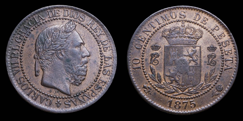 西班牙. Carlos VII Pretendiente. 10 céntimos Oñate 1875  (沒有保留價) #1.0