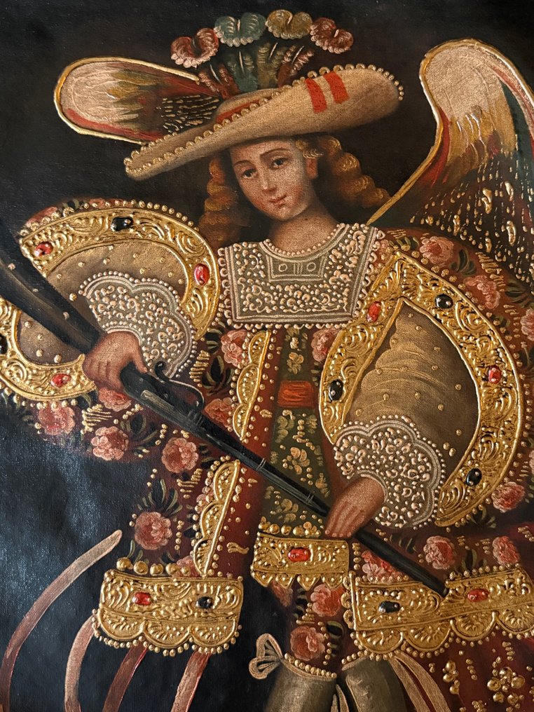 Cuzco school (Mid XX) - Archangel St Miguel with Archebus #1.0