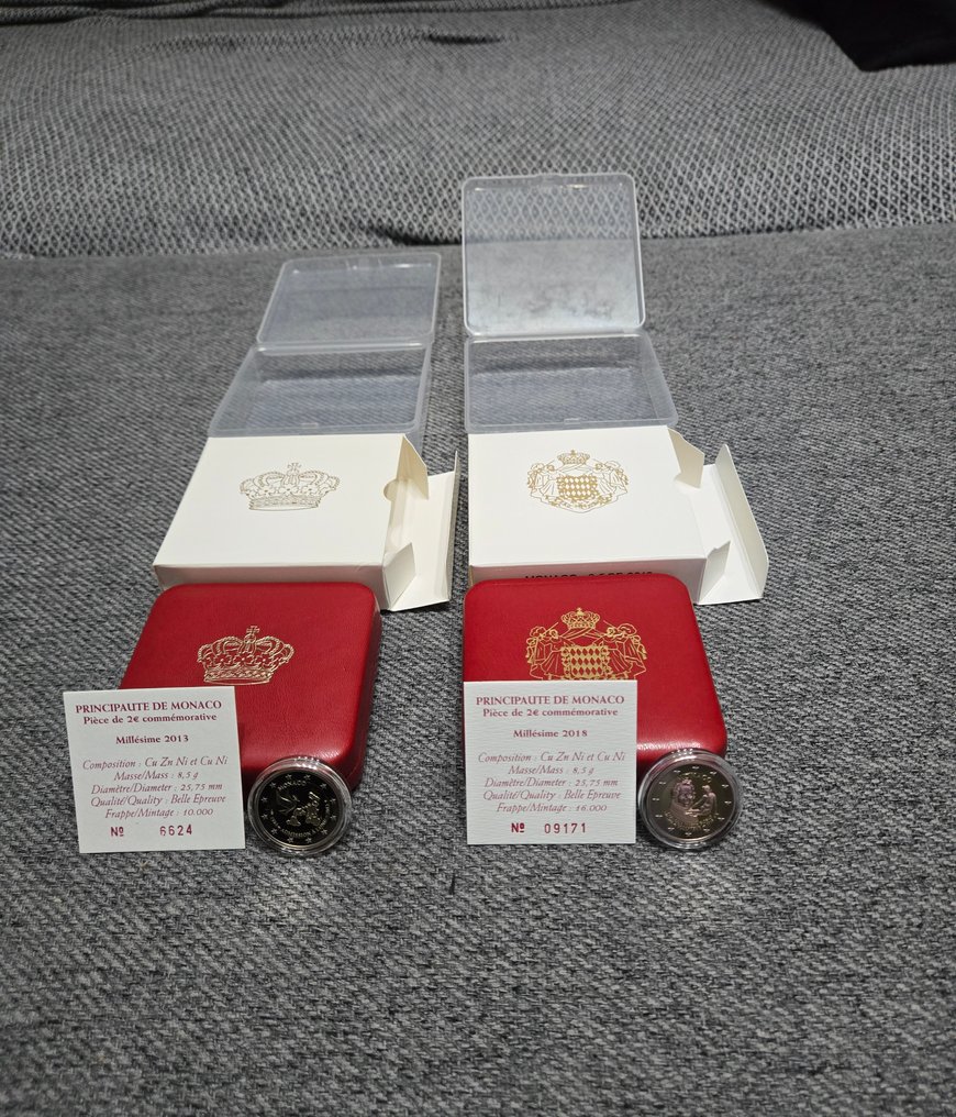 Mónaco. 2 Euro 2013/2018 "ONU" + "François-Joseph Bosio" (2 monedas) Proof #1.0