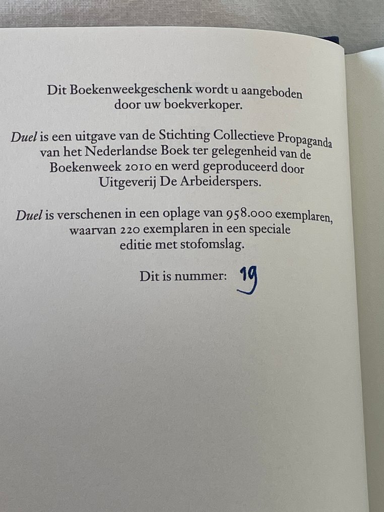 Boekenweek; Joost Zwagerman - Duel [Luxe editie] - 2010 #1.0