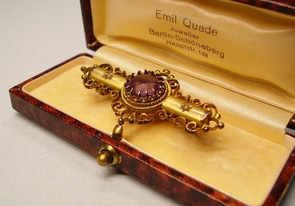 Fără preț de rezervă - Broșă Tombak - 4.00ct. tw. Cuarţ - Viktor.Arbeit Flussperl 1880 #2.1