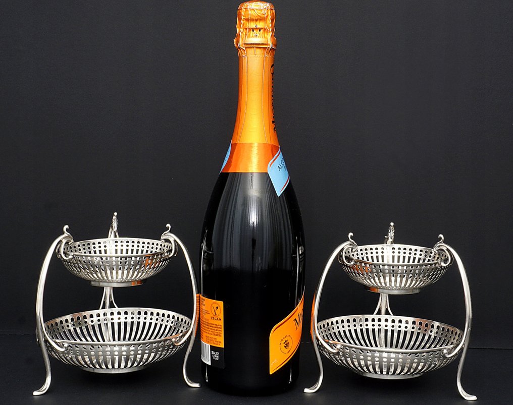 糖果篮 (2) - 卓越的爱德华时代银制镂空篮子对件——由Mappin & Webb（马平与韦布）制造，伯明翰，1908年——925纯银 - .925 银 #1.0