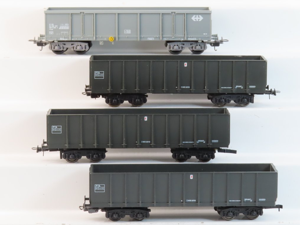 Lima H0 - Τρένο μοντελισμού μεταφοράς εμπορευμάτων (4) - 4x4 υψηλά ανοιχτά φορτηγά. - SBB, PTA #1.0