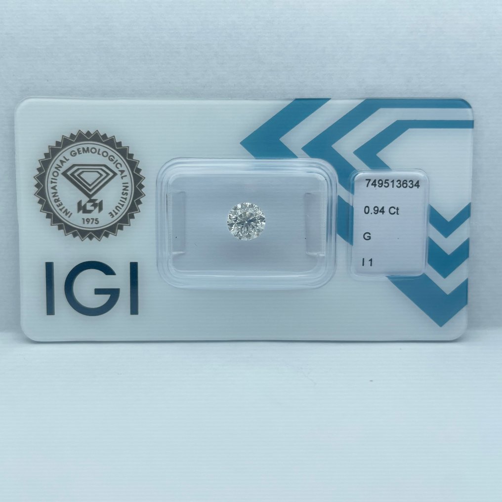 没有保留价 - 1 pcs 钻石 (天然) - 0.94 ct - 圆形 - G - I1 内含一级 - 国际宝石研究院(IGI) #3.2