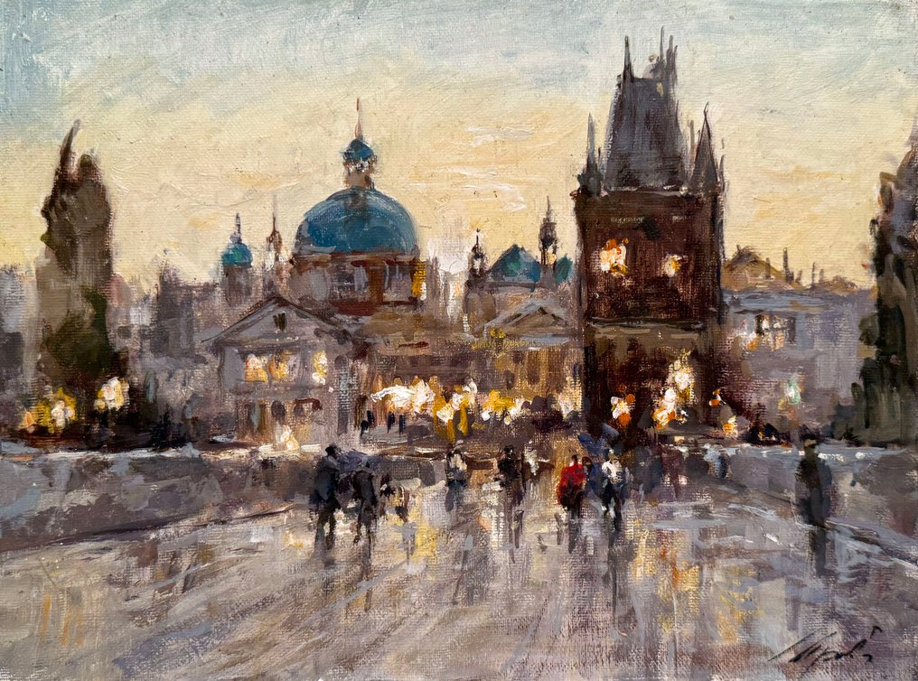 Mikhail Kraiev (1957) - Prague - Pont Charles aux crépuscules - lumières du soir #1.0