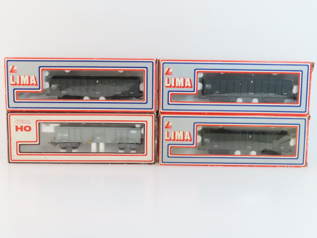 Lima H0 - Τρένο μοντελισμού μεταφοράς εμπορευμάτων (4) - 4x4 υψηλά ανοιχτά φορτηγά. - SBB, PTA #3.2