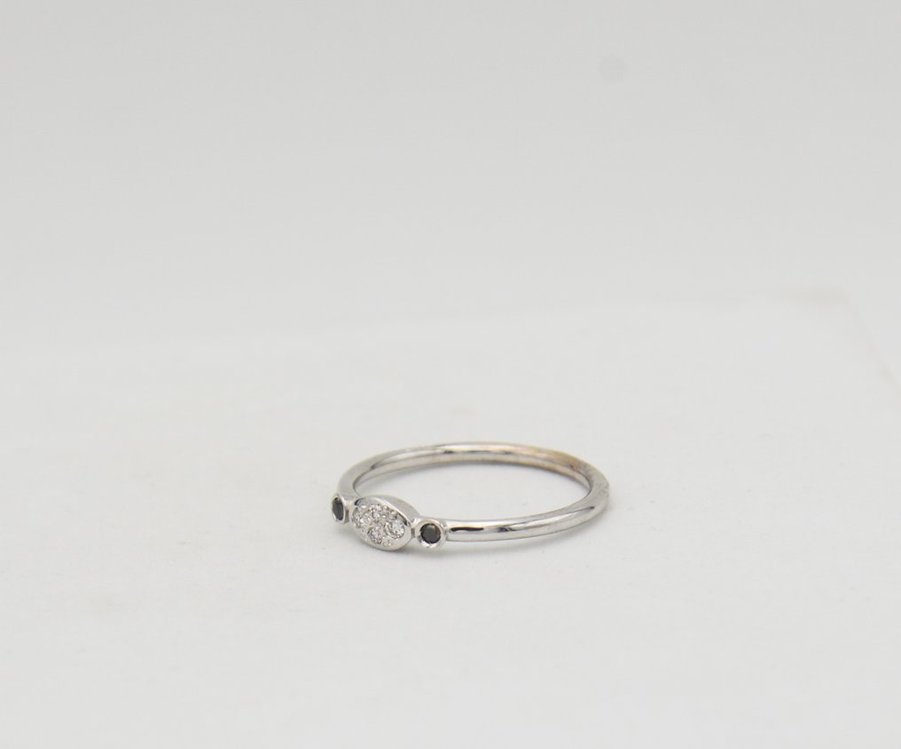 Ring - 18 kt Weißgold Diamant (Natürlich) - Saphir #1.0