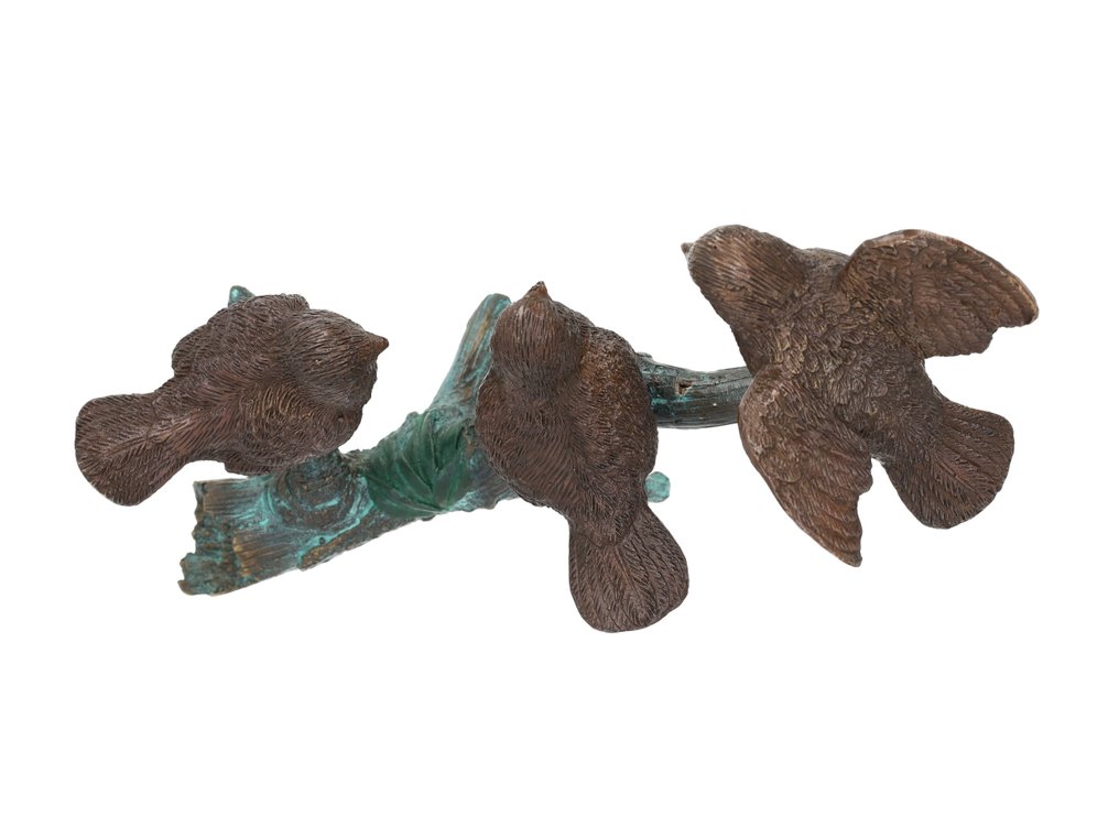 Figurka - 3 birds on a twig - Brązowy #3.2