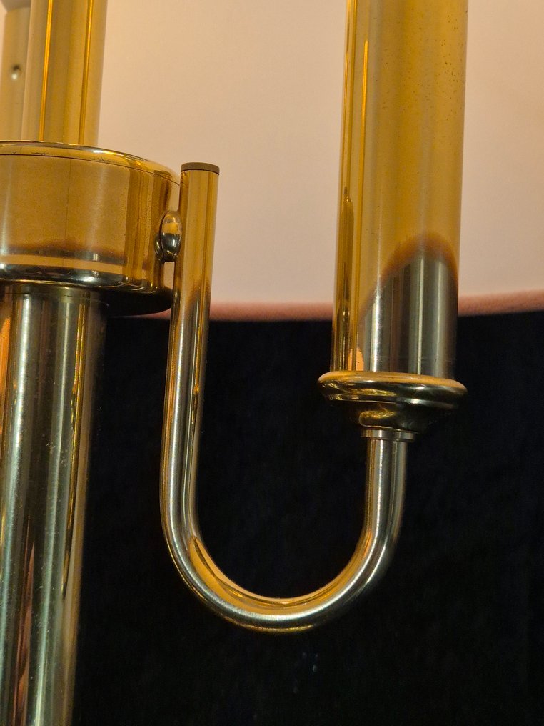 Paar Tischlampen – Klassizistische Form – Messing und Stoffschirm - Lampada - Ottone #4.3