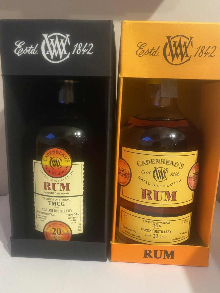 Caroni 1998 Cadenhead - 20yo for The Nectar + 21yo  - b. 2018, 2019 - 70 cl - 2 flaskor #1.0