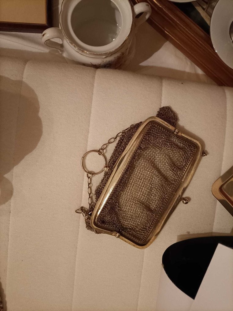 Sieradendoos - .800 zilver - Tasje in breiwerk van arg #2.1