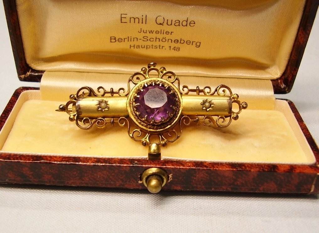 Fără preț de rezervă - Broșă Tombak - 4.00ct. tw. Cuarţ - Viktor.Arbeit Flussperl 1880 #1.0