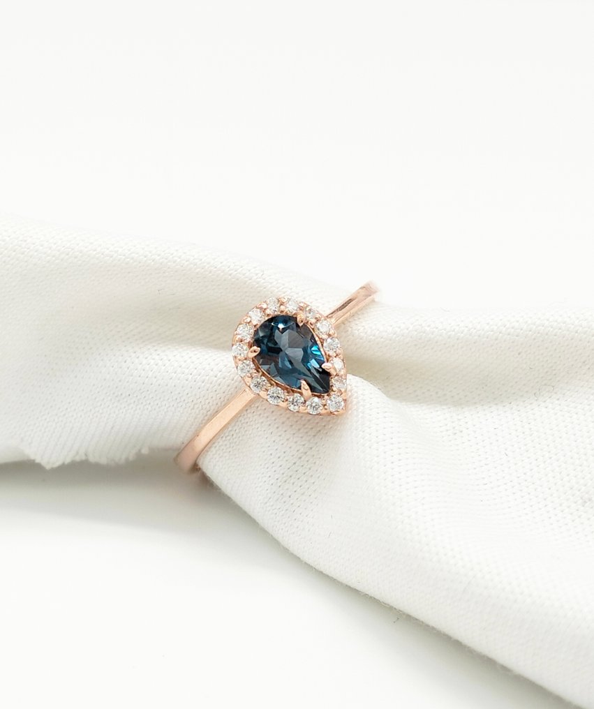 Sem preço de reserva - Anel - 14 K Ouro rosa Topázio - Diamante #1.0