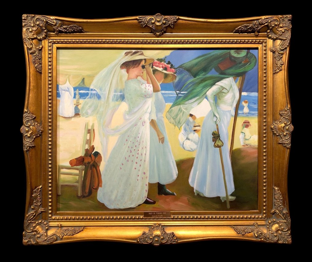 École européene (XX), D'après Joaquín Sorolla - Sous le Parasol #1.0