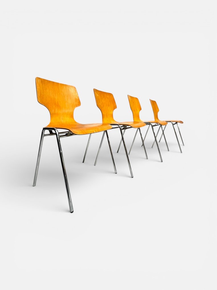 Drabert - Sitzgruppe - Schichtholz, Metall, Verchromt - Stapelbar #1.0