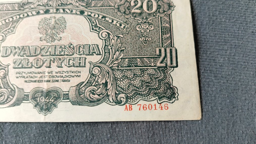 Polen. - 20 Złotych - 1944 - Pick 113 (Utan reservationspris) #4.3