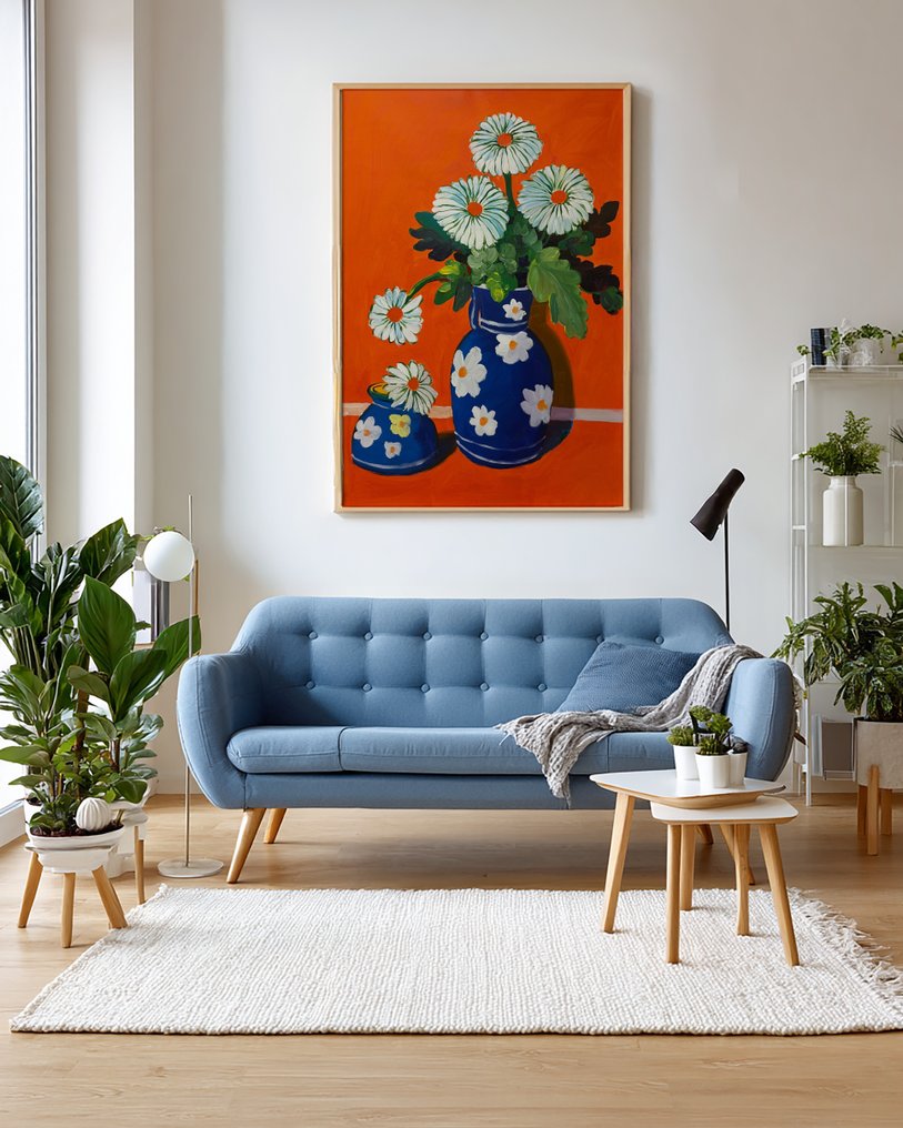 E. García - FLORES SOBRE FONDO NARANJA XL (NO RESERVE) #2.1