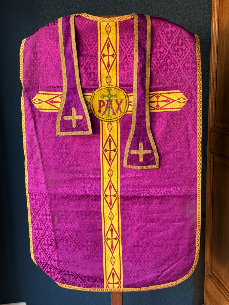 Θρησκευτικά και πνευματικά αντικείμενα (2) - Μόκα, κέντημα, κορδέλα - 1850-1900 - Kazuifel & Stola "PAX" #2.1