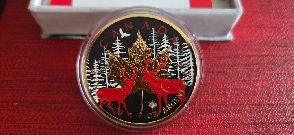 Kanada. 5 Dollars 2017 Canada  Maple Leaf  Dear  (Utan reservationspris) #1.0