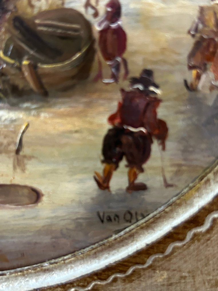 Scuola fiamminga (XX) - Paesaggio invernale con pattinatori sul ghiaccio  - NO RESERVE #4.3