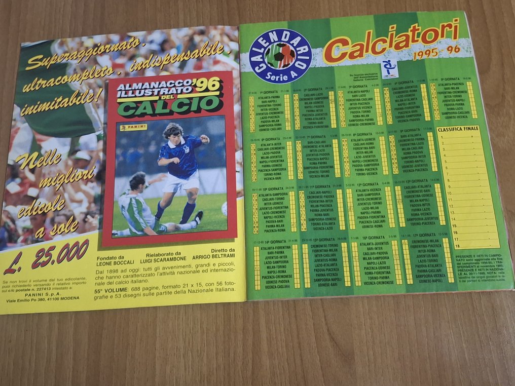 Panini Calciatori 1995/96 Roberto Baggio  Alex Del Piero Includes original order form Sticker album - Excellent (EX) #1.0