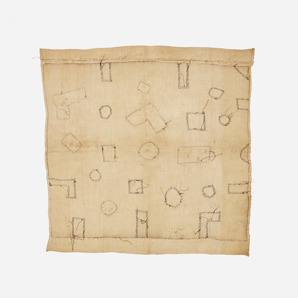 Textile  - 67 cm - 67 cm - Shoowa Kuba raffia cloth #4.3