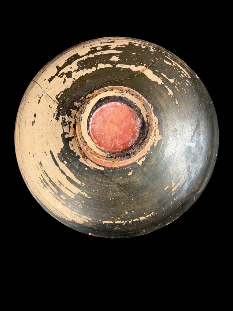 Ógörög Kerámia Egy görög vörösalakos tányér, rajta egy nő feje profilban - 5 cm #3.2