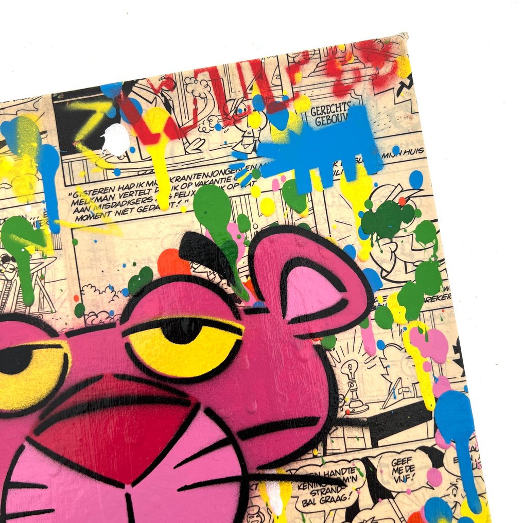 Koen Betjes (1992) - Pink Panther x Banksy x Haring (canvas) #4.3
