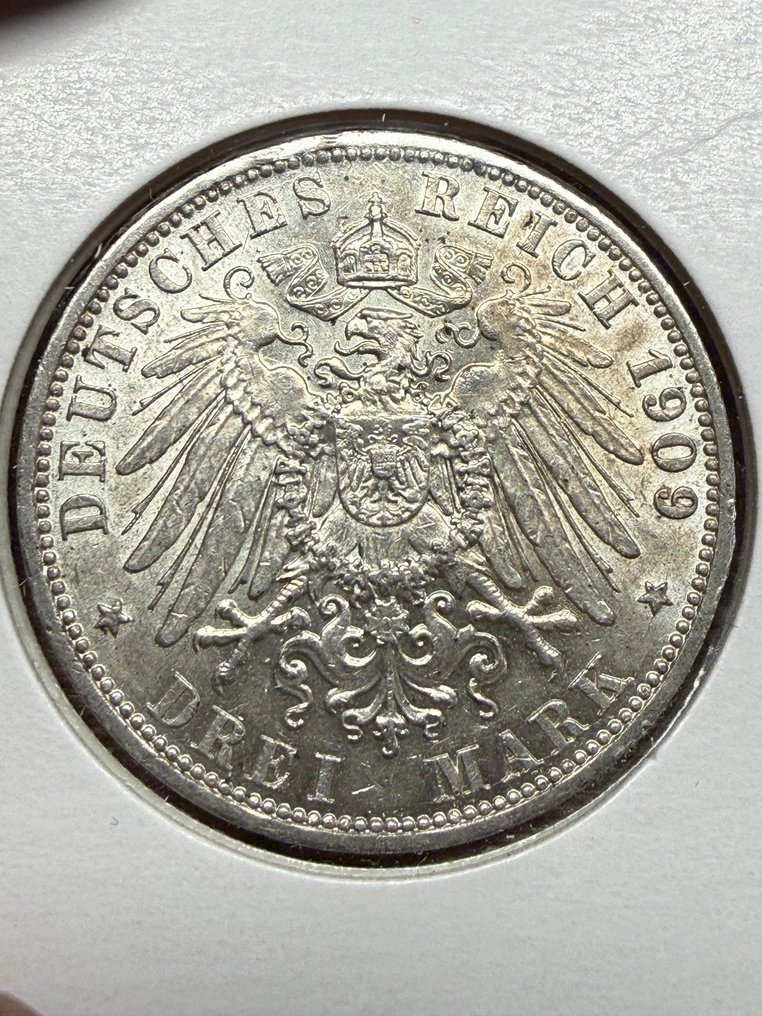 Germania, Prussia Guglielmo II. 3 Mark 1909  (Senza prezzo di riserva) #1.0