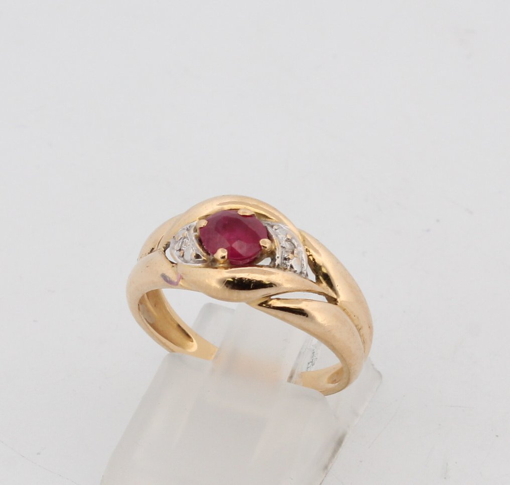 χωρίς τιμή ασφαλείας - Δαχτυλίδι - 18 καράτια Κίτρινο χρυσό Ρουμπίνι - Διαμάντι #1.0