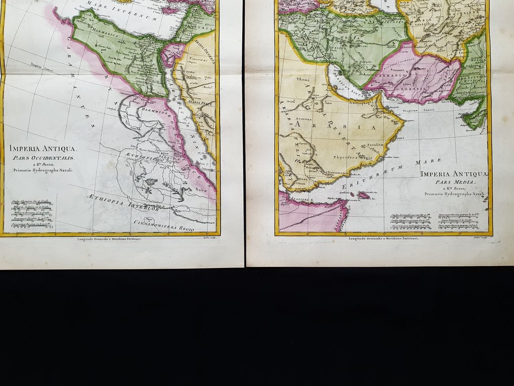 Azië - [Set van 2 kaarten] - Midden-Oosten / Klein-Azië / Saoedi-Arabië / Jemen / Oman / Turkije / Iran /; Desmarest & Bonne - [Lot of 2 maps] - Imperia Antiqua: Pars Occidentalis et Pars Media - 1781-1800 #3.2