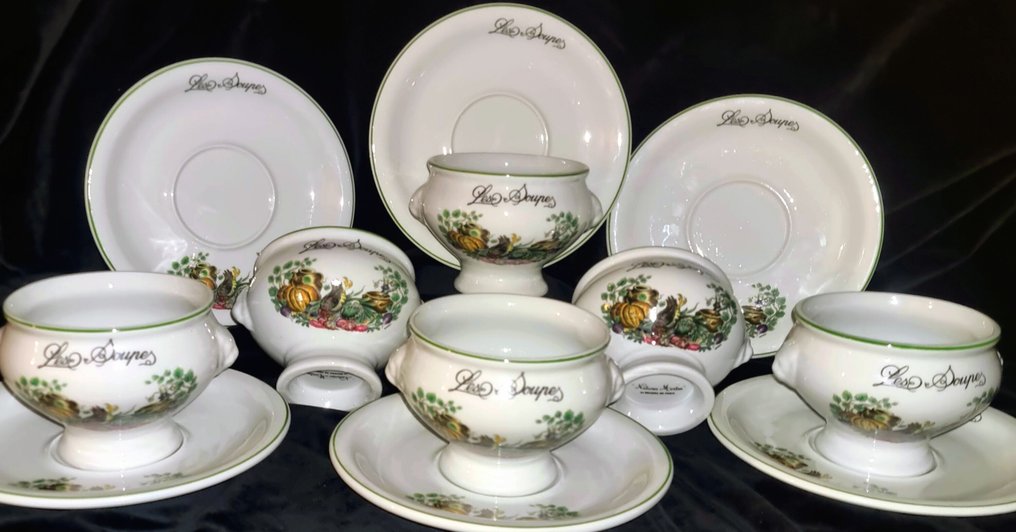 Natures Mortes - J.C. Quériaud - Conjunto de tigelas de sopa (12) - Les Soupes decor De Paris - Porcelana - Para 6 pessoas #1.0
