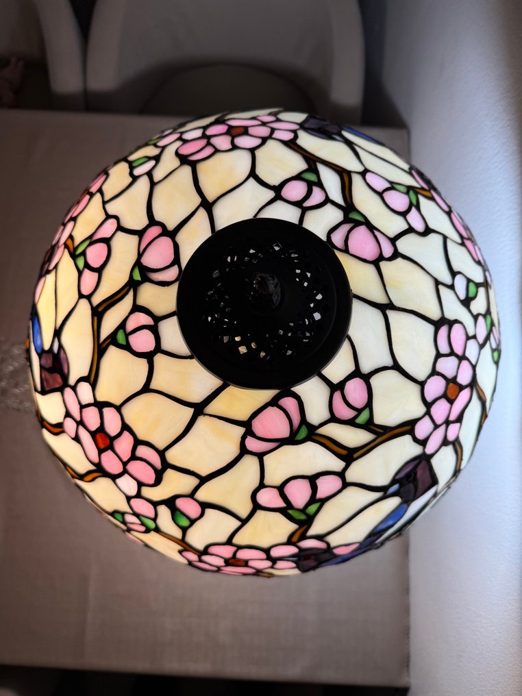 XXL Tiffany stijl tafellamp Art Nouveau Bronze Maiden lamp met 2 lichtpunten Ø 40x60cm! - Tafellamp - Glas in lood, metaal #4.3