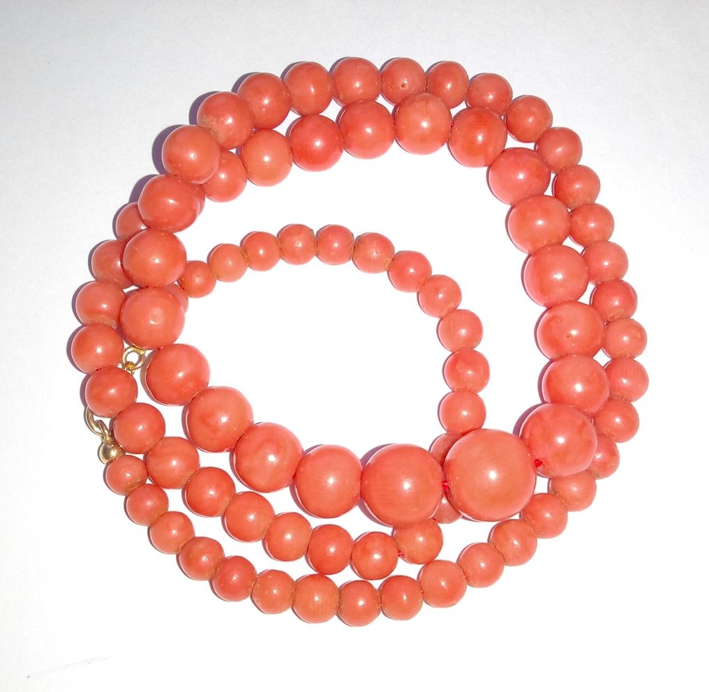 Κολιέ 18 καρατίων κίτρινο χρυσό - Μεσογειακές κοράλλια έως 10,1 mm. #1.0