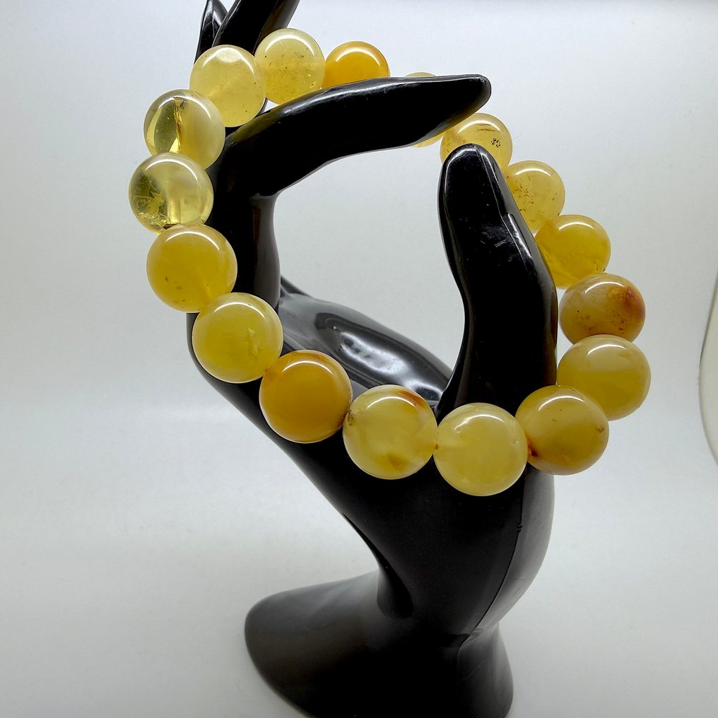 Βραχιόλι από φυσικό Βαλτικό κεχριμπάρι, ολόκληροι λίθοι με διάμετρο 13mm, 19,9g. - Κεχριμπάρι - Baltic amber - succinite #1.0