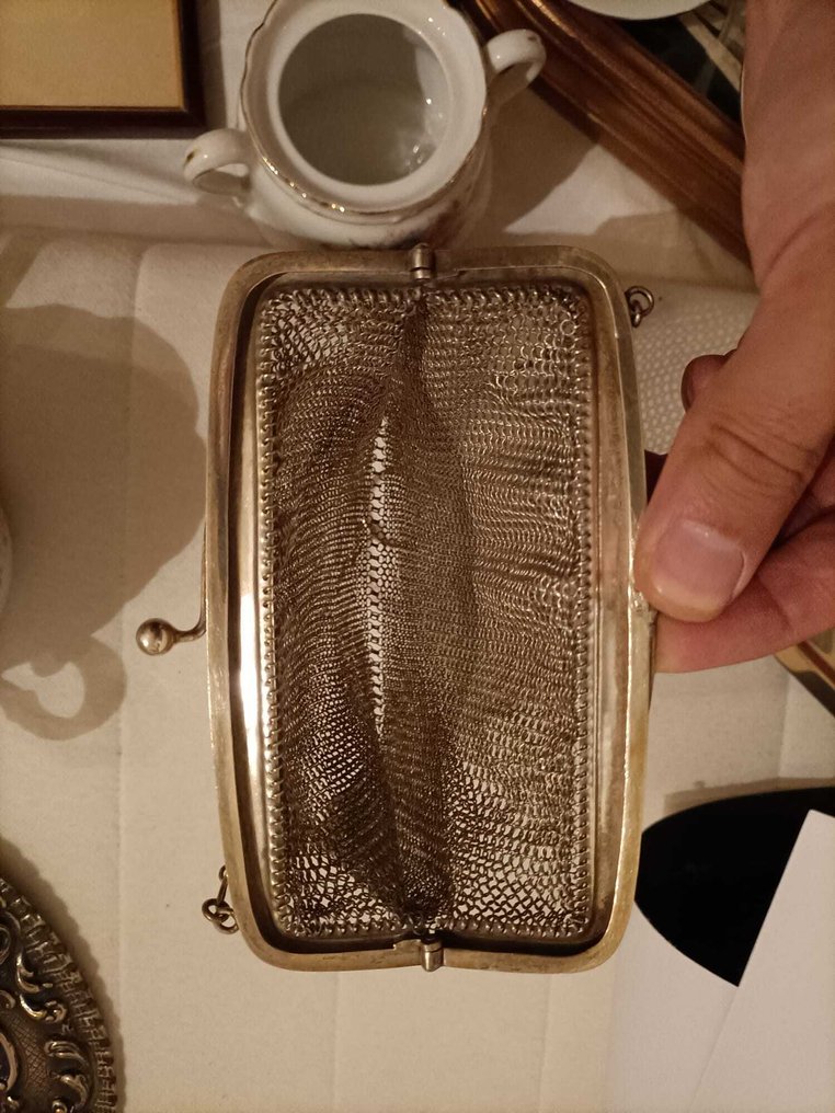 Sieradendoos - .800 zilver - Tasje in breiwerk van arg #3.2