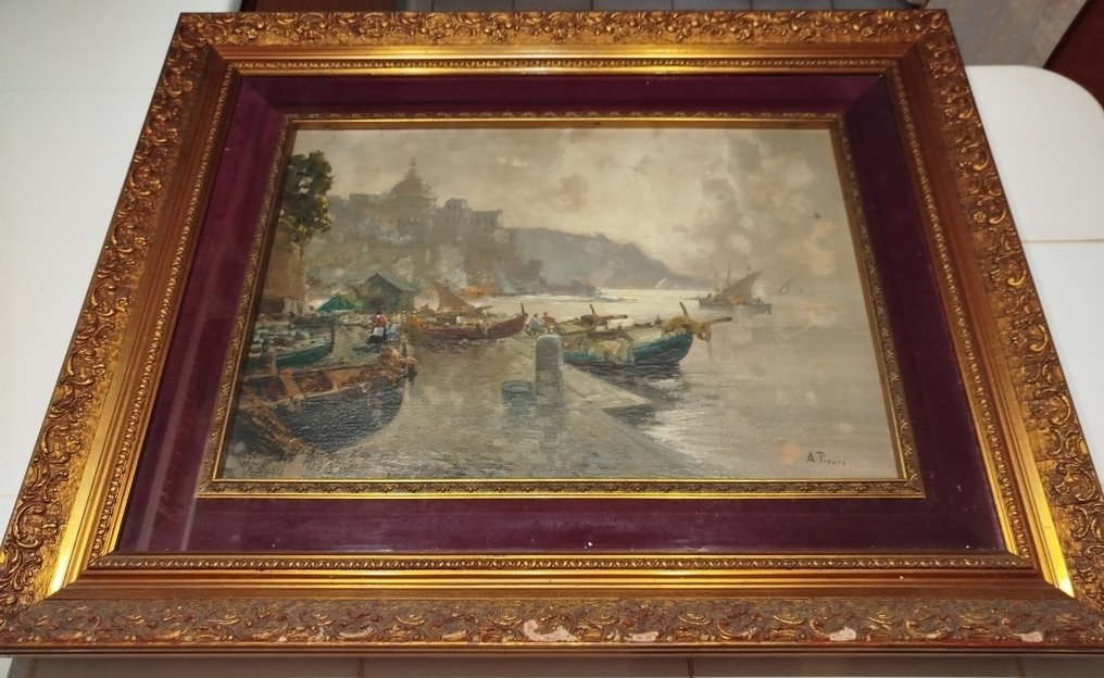 A. Pisano (XX) - Veduta portuale con barche #2.1