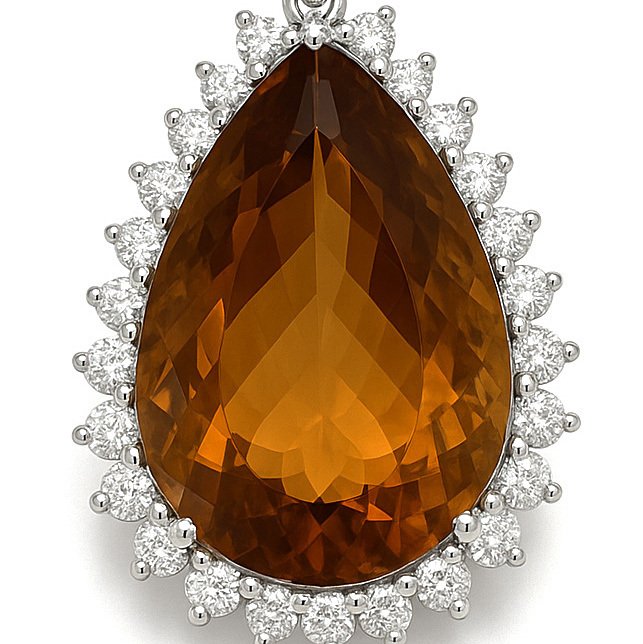 Κολιέ με μενταγιόν - 18 καράτια Λευκός χρυσός - 21.42ct. tw. Κιτρίνης - Διαμάντι #3.2