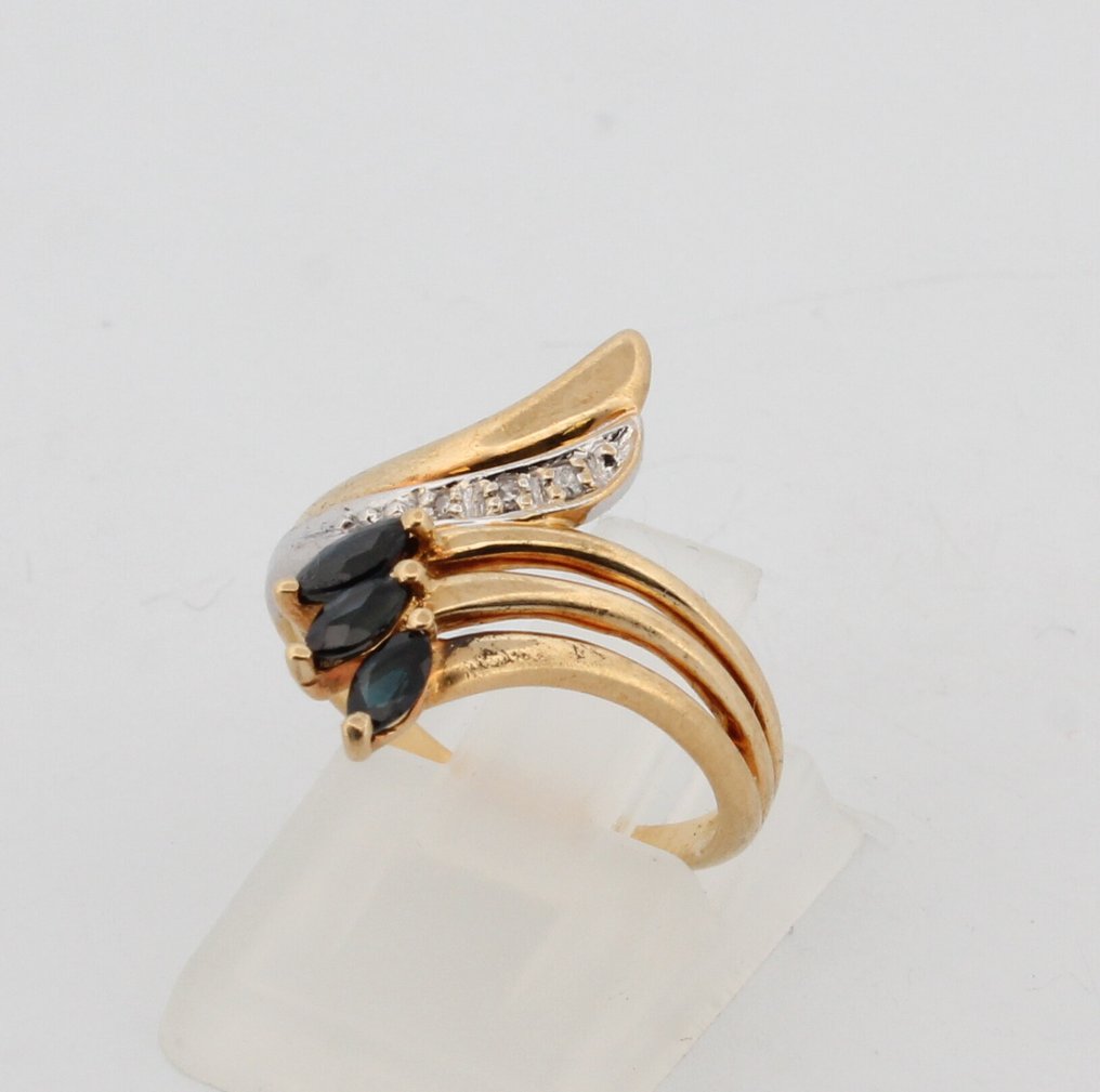 No reserve price - Ring - 18 kt. Yellow gold Sapphire - Diamond #2.1