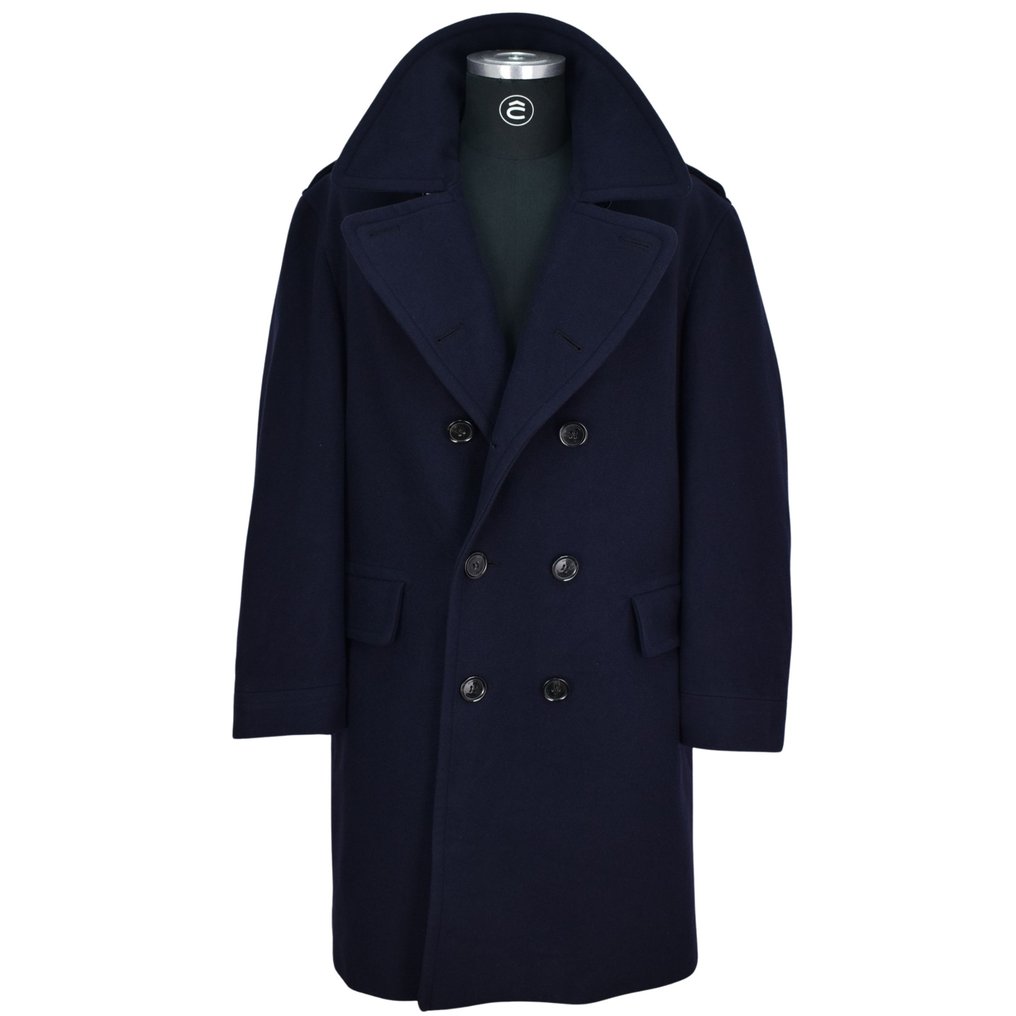 Burberry Brit Doublebreasted Heavy Winter Long Navy Woolen - Coat #1.0