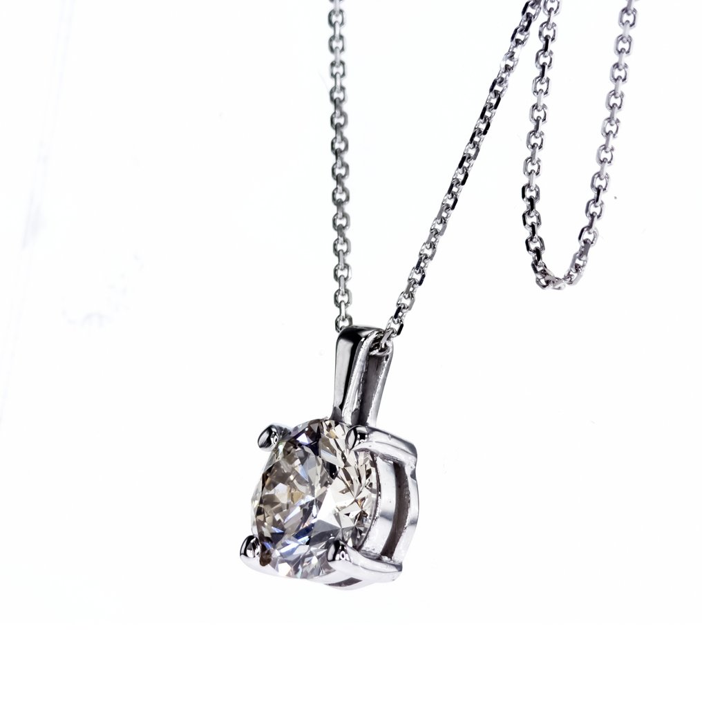沒有保留價 - 頸鏈 - 14 克拉 白金 - 1.51ct. tw. 鉆石 (天然) #1.0