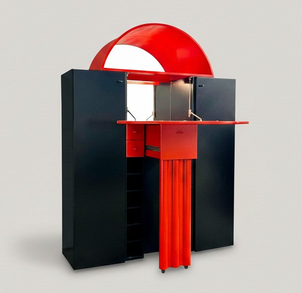 Lübke Interlübke - Peter Maly - 柜橱 - 后现代红色黑色条纹柜 - hout #1.0