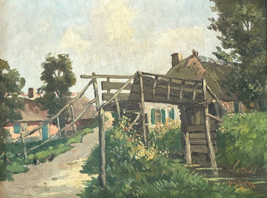 Joh Rockx (1892-1965) - Zonovergoten Hollandse boerderij #1.0