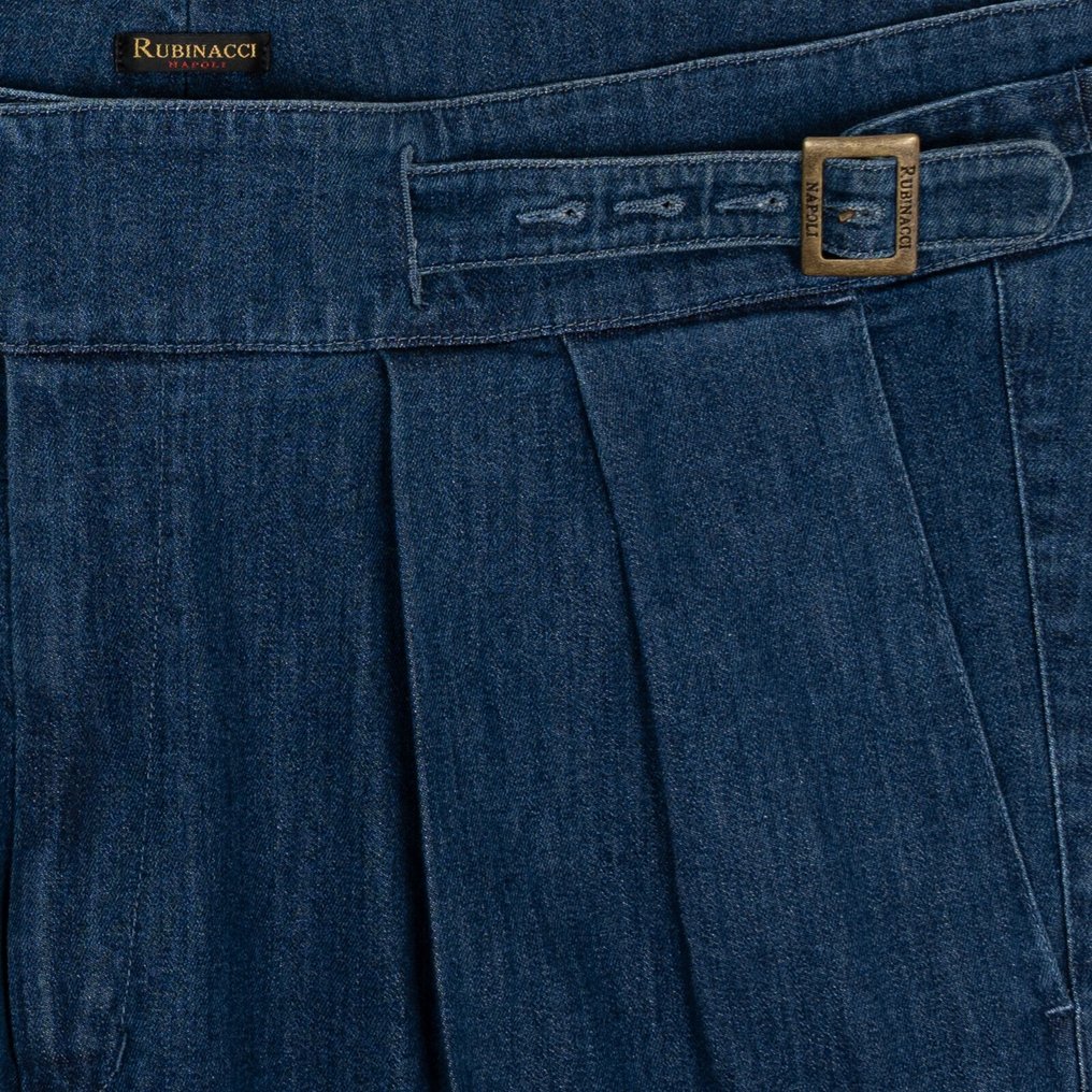 RUBINACCI NAPOLI RRP 625€ "Manny" Blue Denim Cotton High Rise Trouser Pant Gurkha - 54 IT - 裤子 - 带标签的新品 #1.0