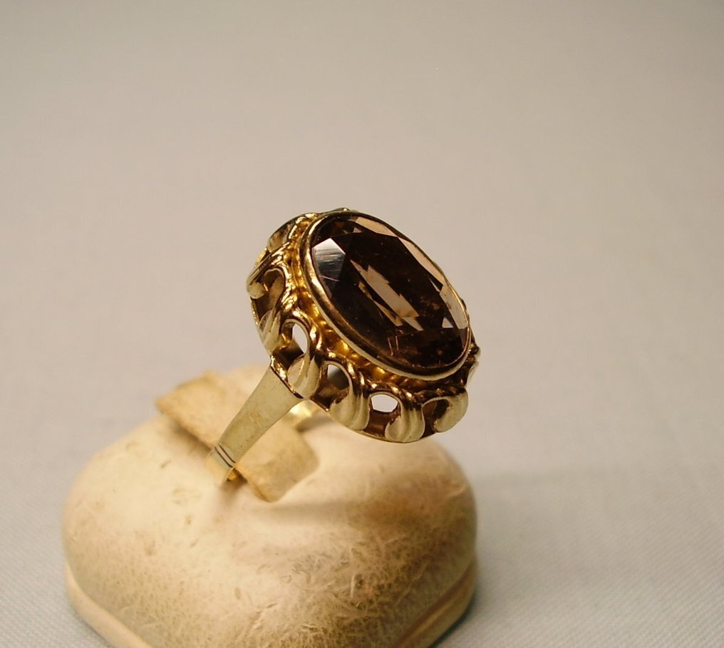 Ohne mindestpreis - Handmade - Ring - 8 kt Gelbgold -  8.00ct. tw. Quarz - Goldschmiedearbeit 1900 #4.3